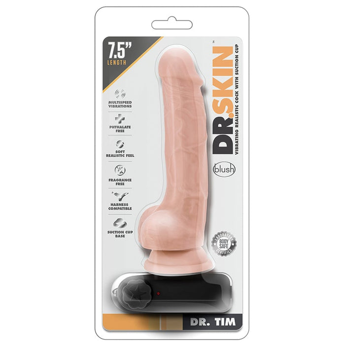 Dr. Skin - Dr. Tim - 7.5 Inch Vibrating Cock With Suction Cup - Vanilla