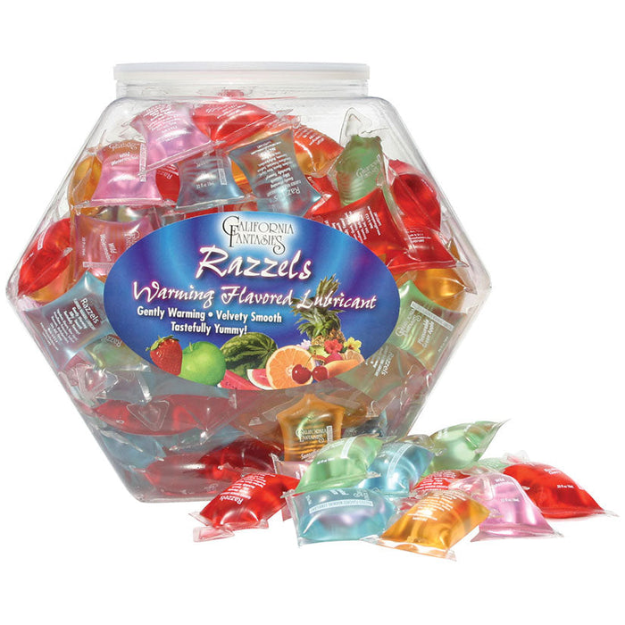 Razzels Warming Lubricant - 100 Pillow Fishbowl - Assorted Flavors