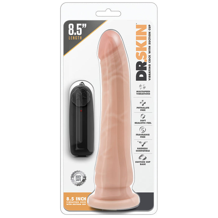 Dr. Skin - 8.5 Inch Vibrating Realistic Cock  With Suction Cup - Vanilla