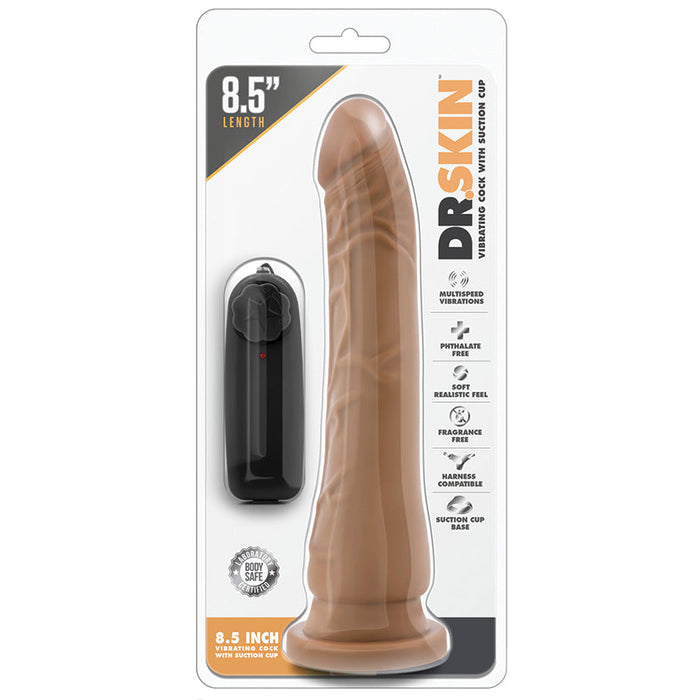 Dr. Skin - 8.5 Inch Vibrating Realistic Cock With  Suction Cup - Mocha