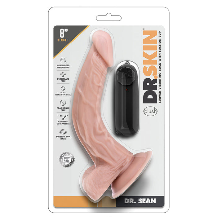 Dr. Skin - Dr. Sean - 8 Inch Vibrating Cock With  Suction Cup - Vanilla