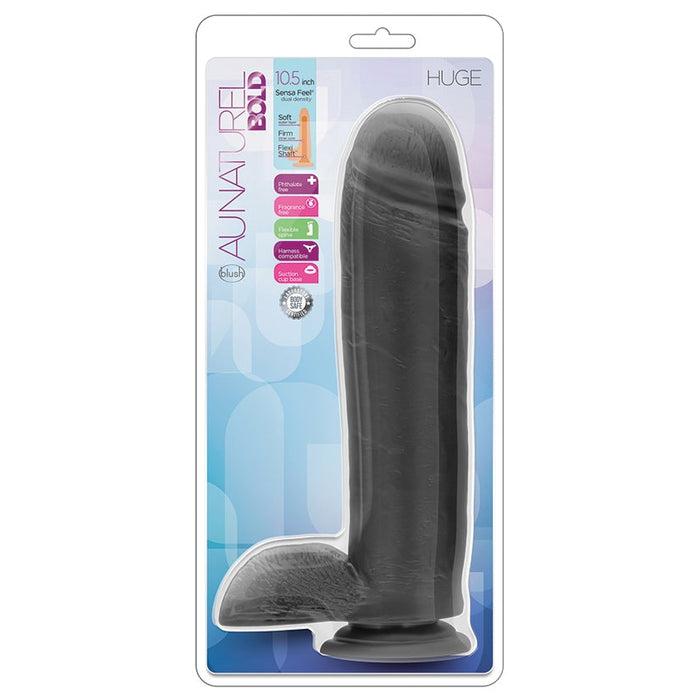 Au Naturel Bold Huge Dildo-Black 10.5"