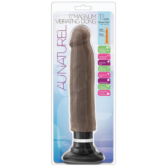 Au Naturel - 11 Inch Sensa Feel Magnum Vibrating  Dong - Chocolate