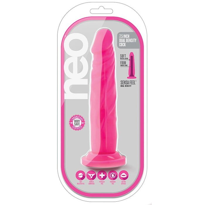 Neo - 7.5 Inch Dual Density Cock - Neon Pink