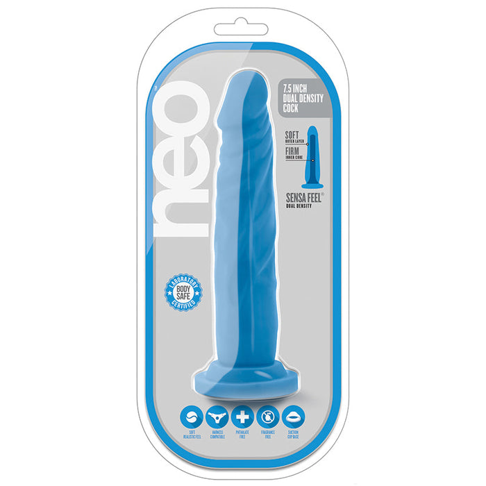 Neo - 7 .5 Inch Dual Density Cock - Neon Blue