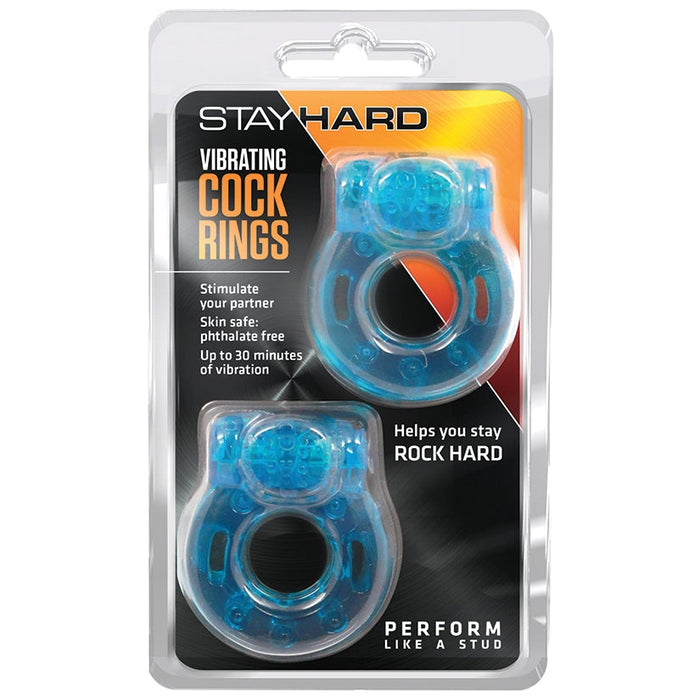 Stay Hard Vibrating Cock Rings - 2 Pack - Blue