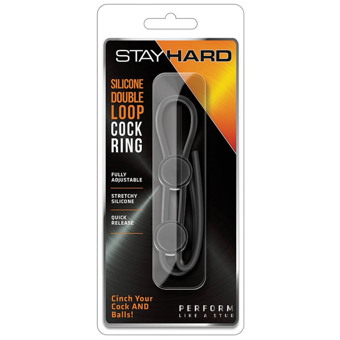 Stay Hard - Silicone Double Loop Cock Ring  - Black