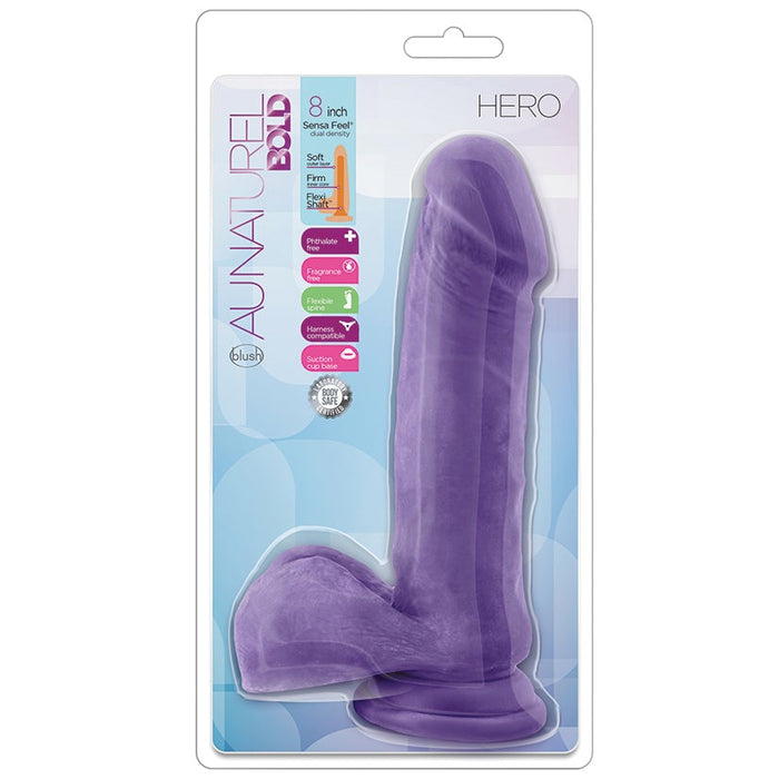 Au Naturel Bold Hero Dildo-Purple 8"