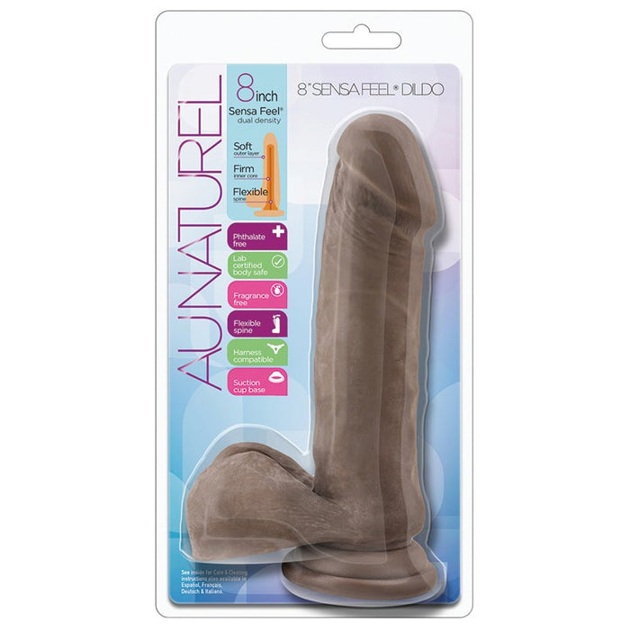 Au Naturel 8" Sensa Feel Dildo - Chocolate