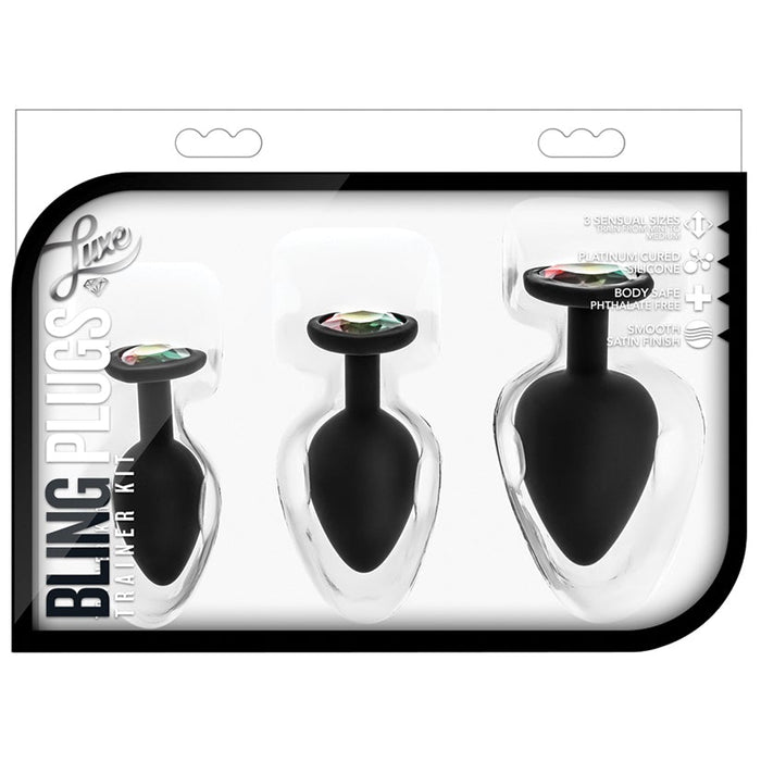 Luxe - Bling Plugs Training Kit - Black With Rainbow Gems