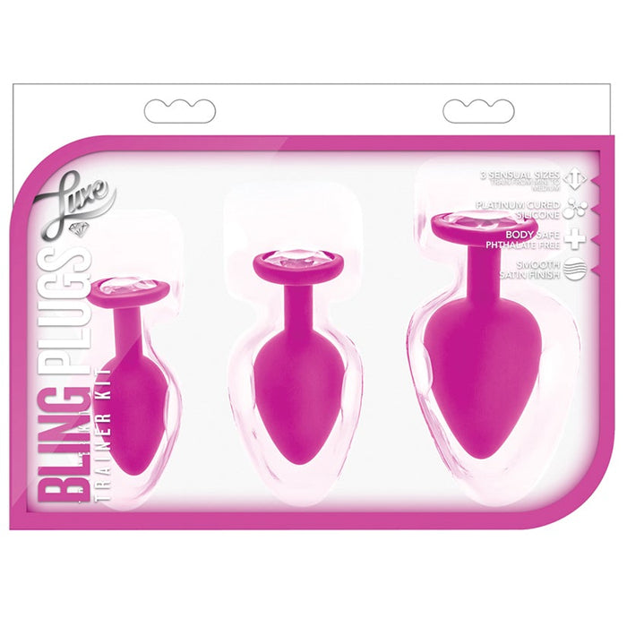 Luxe - Bling Plugs Training Kit - Pink With White Gems