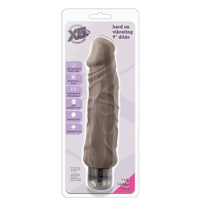 X5 Hard on Vibrating 9 Inch Dildo - Brown