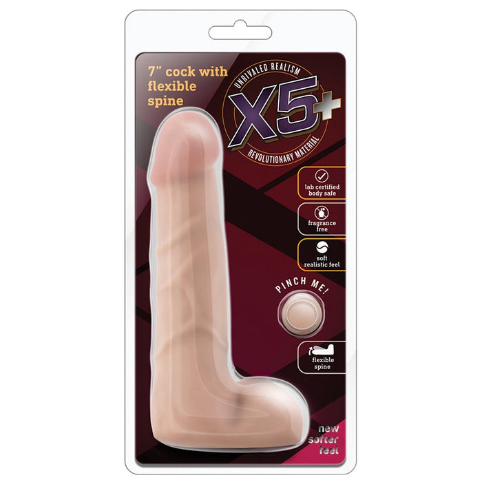 X5 7 Inch Cock With Flexible Spine - Natural