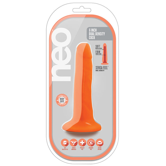 Neo - 5.5 Inch Dual Density Cock - Neon Orange