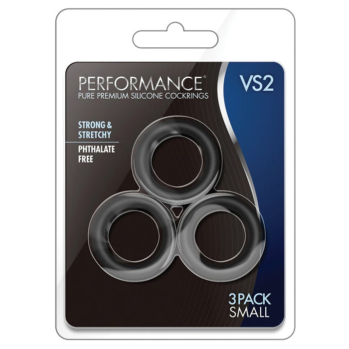 Performance - Vs2 Pure Premium Silicone Cockrings - Small - Black