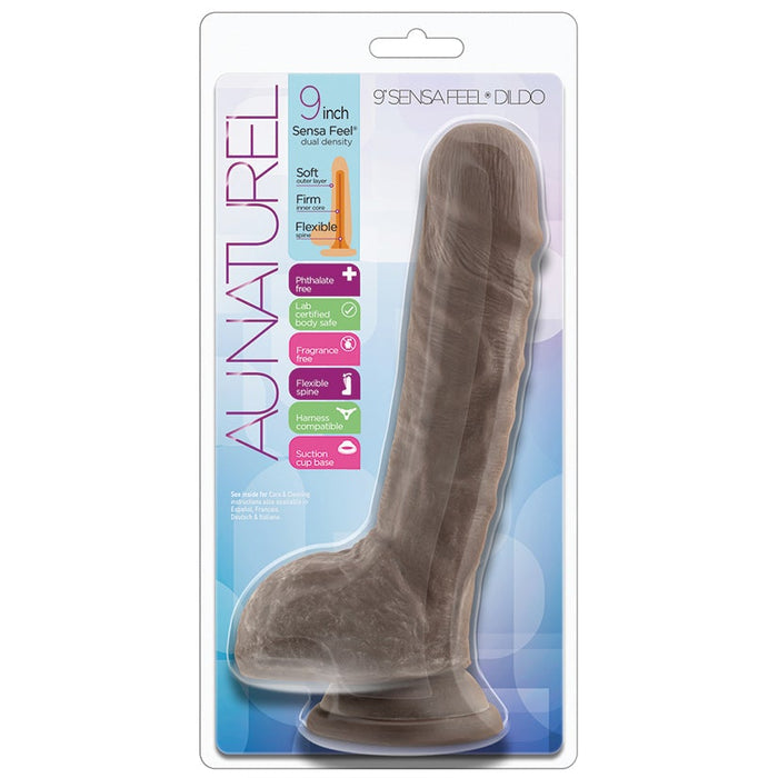 Au Naturel 9" Sensa Feel Dildo - Chocolate