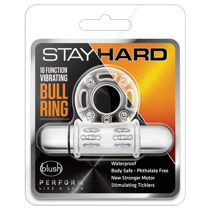 Stay Hard 10 Function Vibrating Bull Ring-Clear