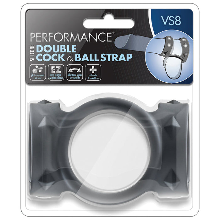 Performance - Vs8 - Silicone Double Cock & Ball Strap - Black