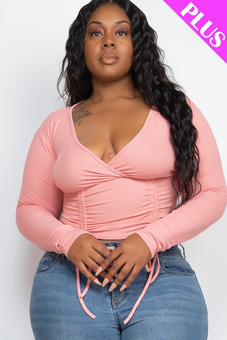 Plus Size Shirred Cropped Top