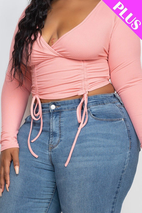 Plus Size Shirred Cropped Top