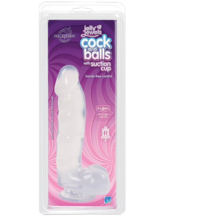 Jelly Jewels - Cock and Balls With Suction Cup - Clear