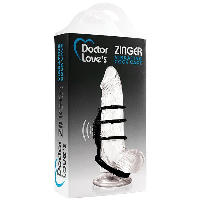 Doctor Love's Zinger Vibrating Cock Cage-Clear