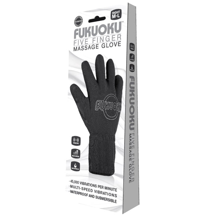 Fukuoku Five Finger Massage Glove-Black Right Hand