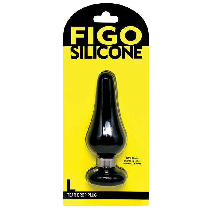 Figo Tear Drop Silicone Plug Large-Black