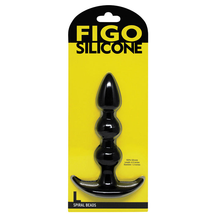 Figo Silicone Spiral Anal Beads-Black