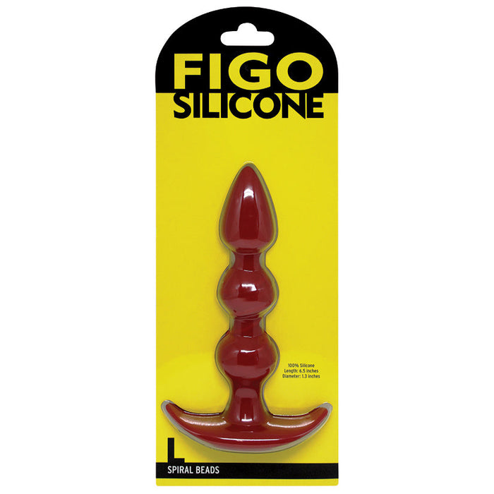 Figo Silicone Spiral Anal Beads-Red