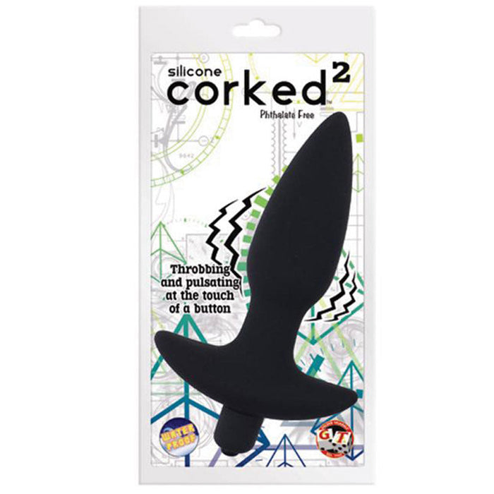 Corked 2 Vibrating Butt Plug Small-Charcoal