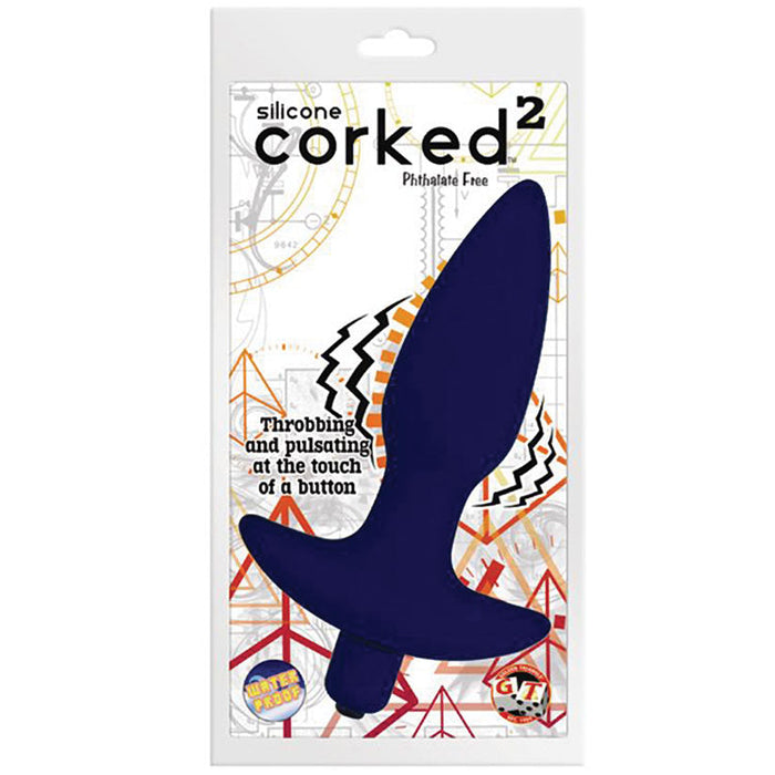 Corked 2 Vibrating Butt Plug Medium-Blue