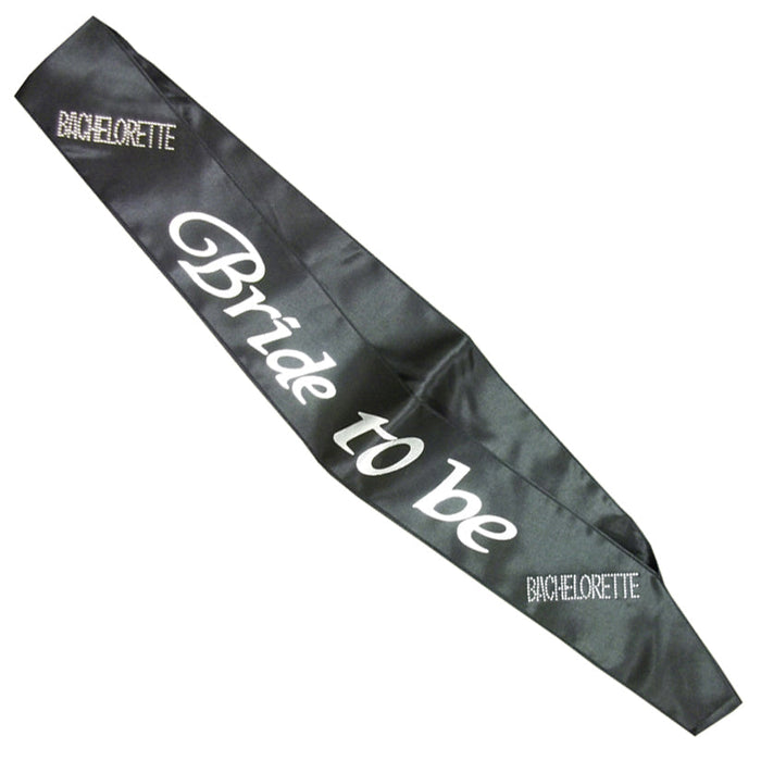 Bride-to-Be Sash - Black With a Clear Stone