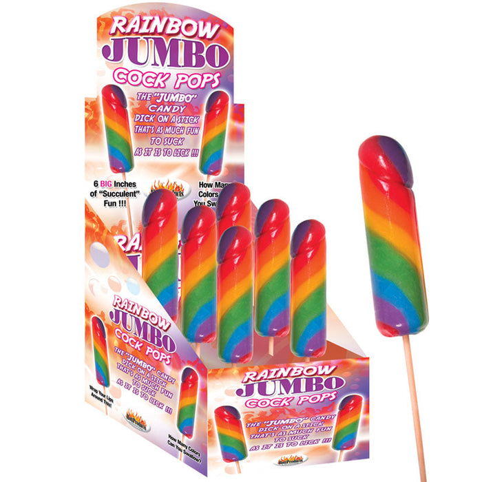 Jumbo Rainbow Cock Pops 6 Piece Display