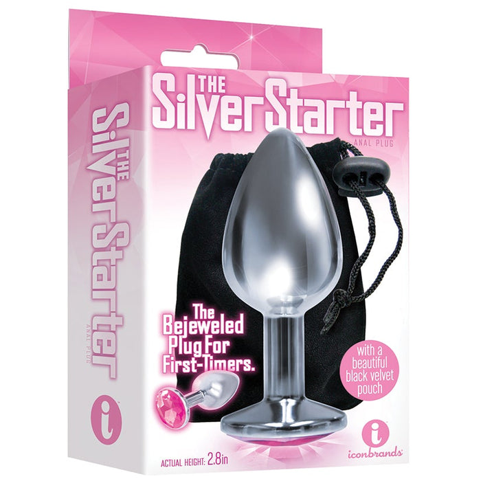 The 9's the Silver Starter Bejeweled Stainless  Steel Plug - Pink