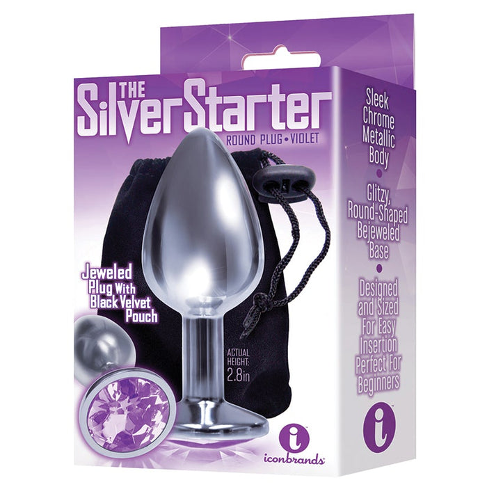 The 9's the Silver Starter Bejeweled Stainless Steel Plug - Violet