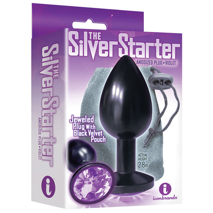 The 9's the Silver Starter Anodized Bejeweled Stainless Steel Plug - Violet