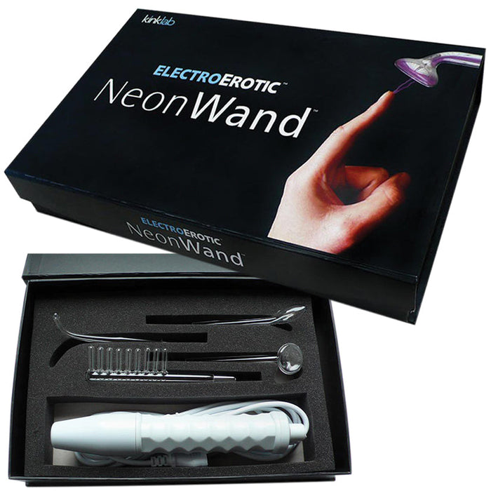 Neon Wand Electrosex Kit - White Handle - Purple Electrode