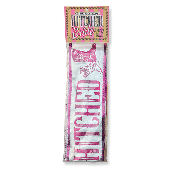 Gettin' Hitched Bride Party Sash - Sparkle Pink