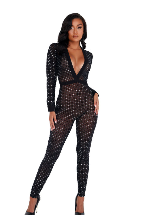 LI429 - Sheer Glittered Bodysuit with Cuffs