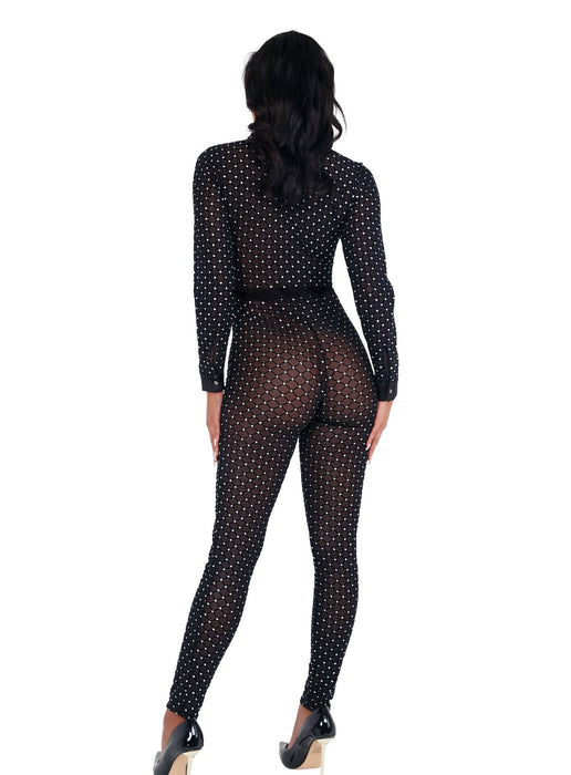 LI429 - Sheer Glittered Bodysuit with Cuffs