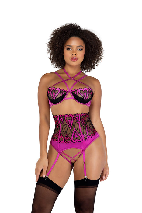 LI488 - 2PC Sweetheart Crotchless Bra set