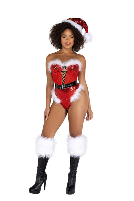 Santa’s baby - Sequin & Mesh Lace-Up Bodysuit