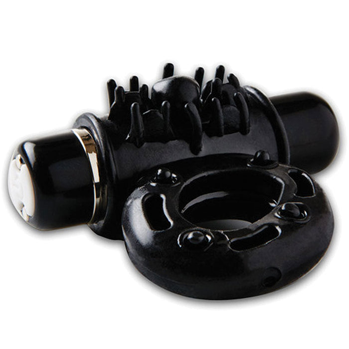 Sensuelle 7 Function Rechargeable Bullet Ring -  Black