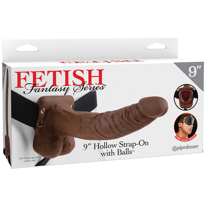 Fetish Fantasy Series Hollow Strap-On with Balls-Chocolate 9"