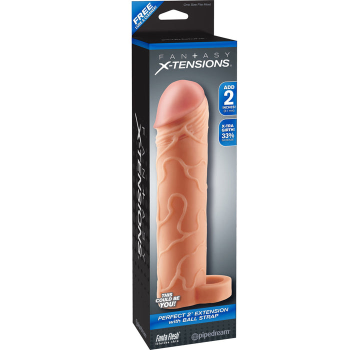 Fantasy X-Tension Perfect 2-Inch Extension With  Ball Strap - Flesh