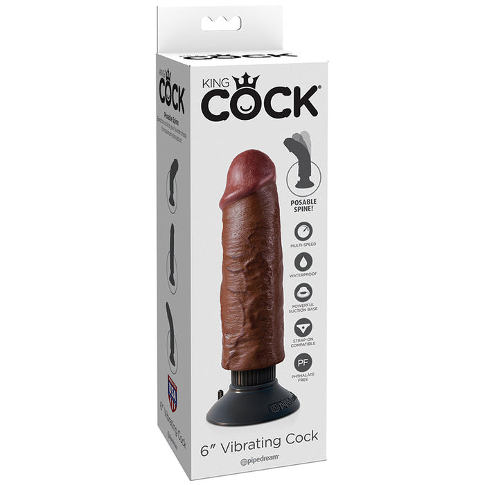 King Cock 6" Vibrating Cock - Brown