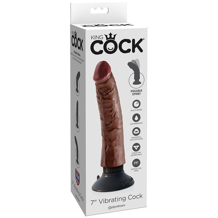 King Cock 7-Inch Vibrating Cock - Brown