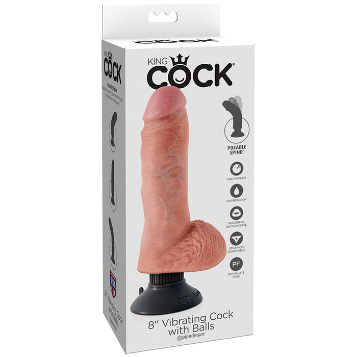 King Cock 8-Inch Vibrating Cock With Balls - Flesh