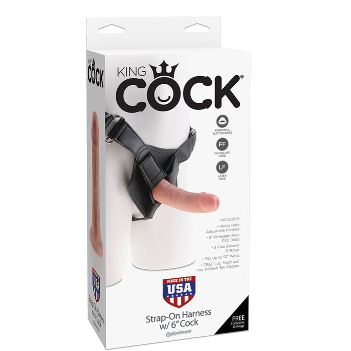 King Cock Strap on Harness With 6 Inch Cock - Light